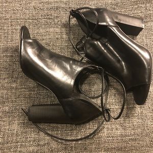 Leather black booties